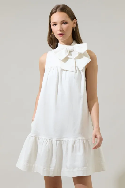 Albie Millen Bow Denim Mini Dress sold by Sugarlips