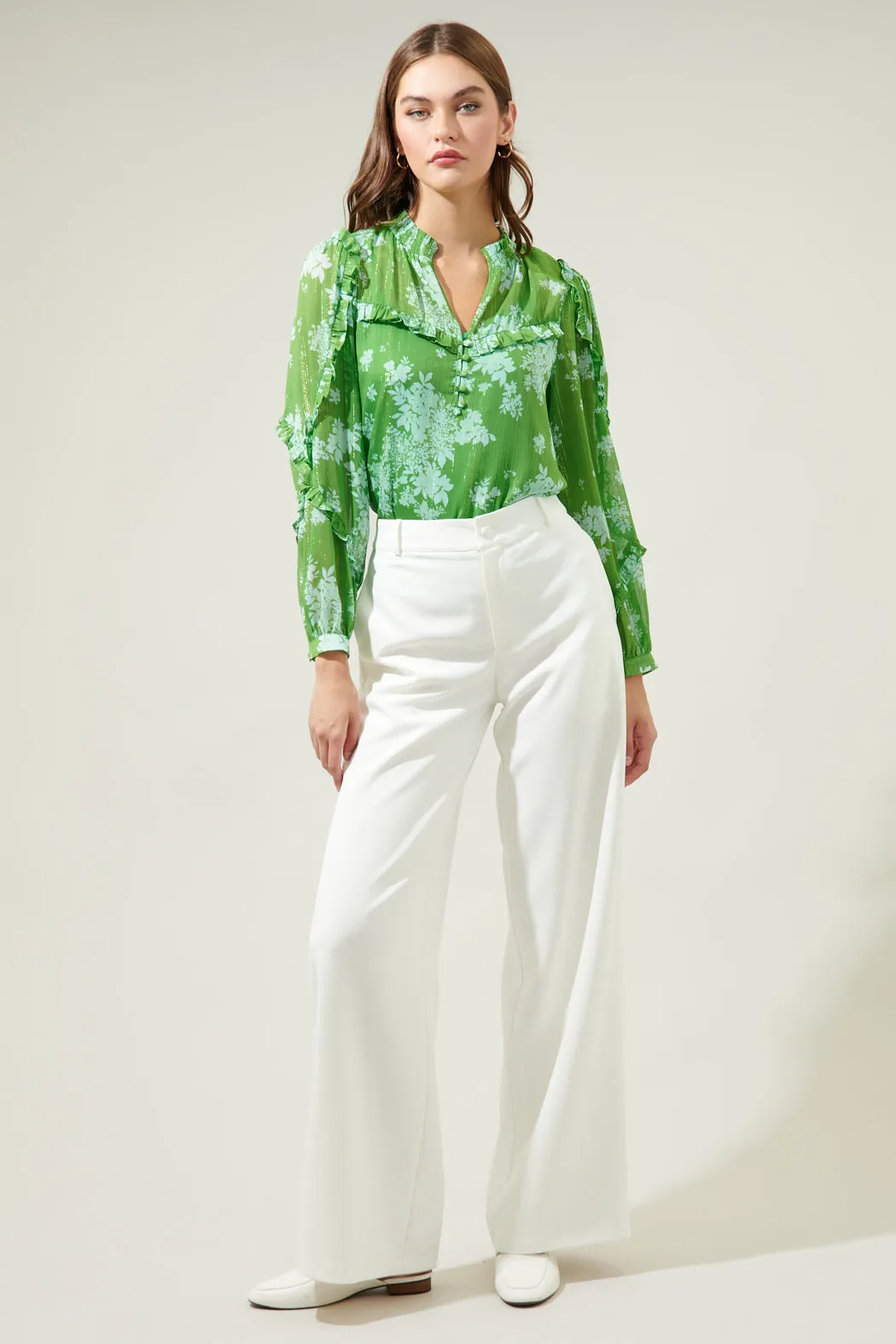 Polare Floral Ventura Split Neck Button Blouse sold by Sugarlips product image thumbnail 5