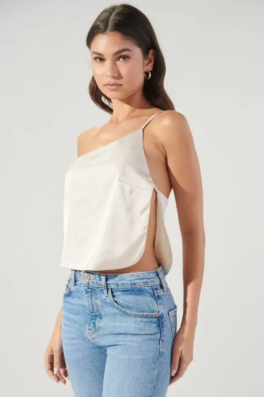 Miwa Satin One Shoulder Strap Top sold by Sugarlips