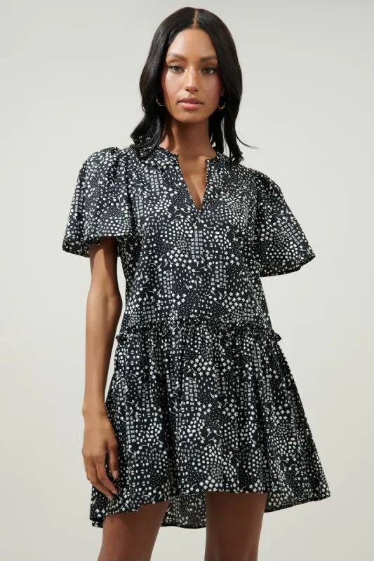 Larsa Onyx Geometric Rock A By Trapeze Mini Dress sold by Sugarlips