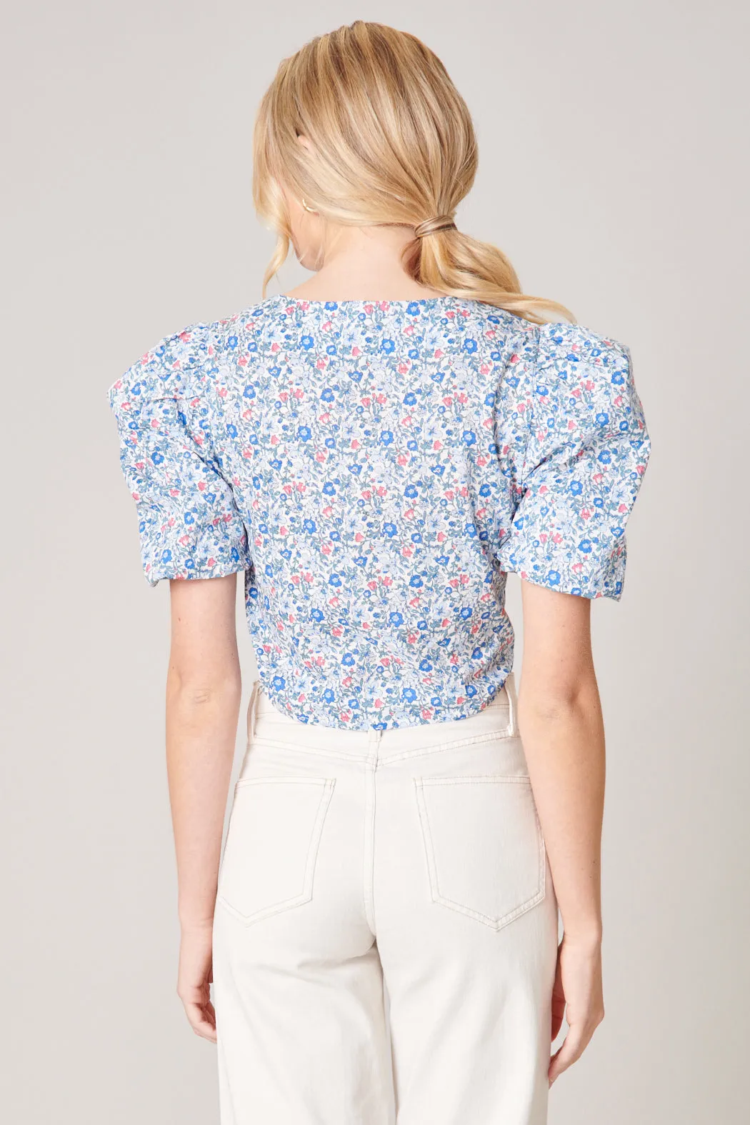 Penelope Puff Sleeve Tie Front Crop Top sold by Sugarlips product image thumbnail 3