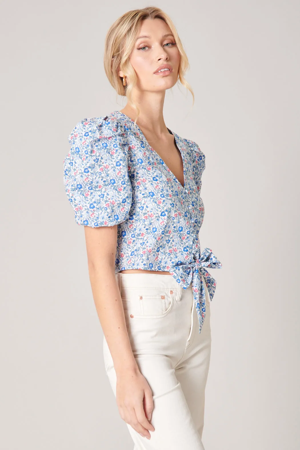 Penelope Puff Sleeve Tie Front Crop Top sold by Sugarlips product image thumbnail 4