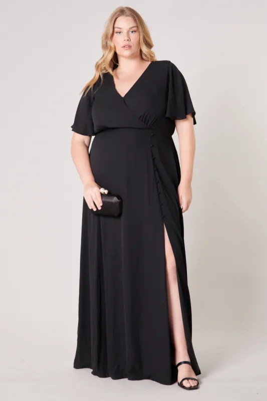 Everlasting Surplice Flutter Sleeve Maxi Dress Curve made by Sugarlips