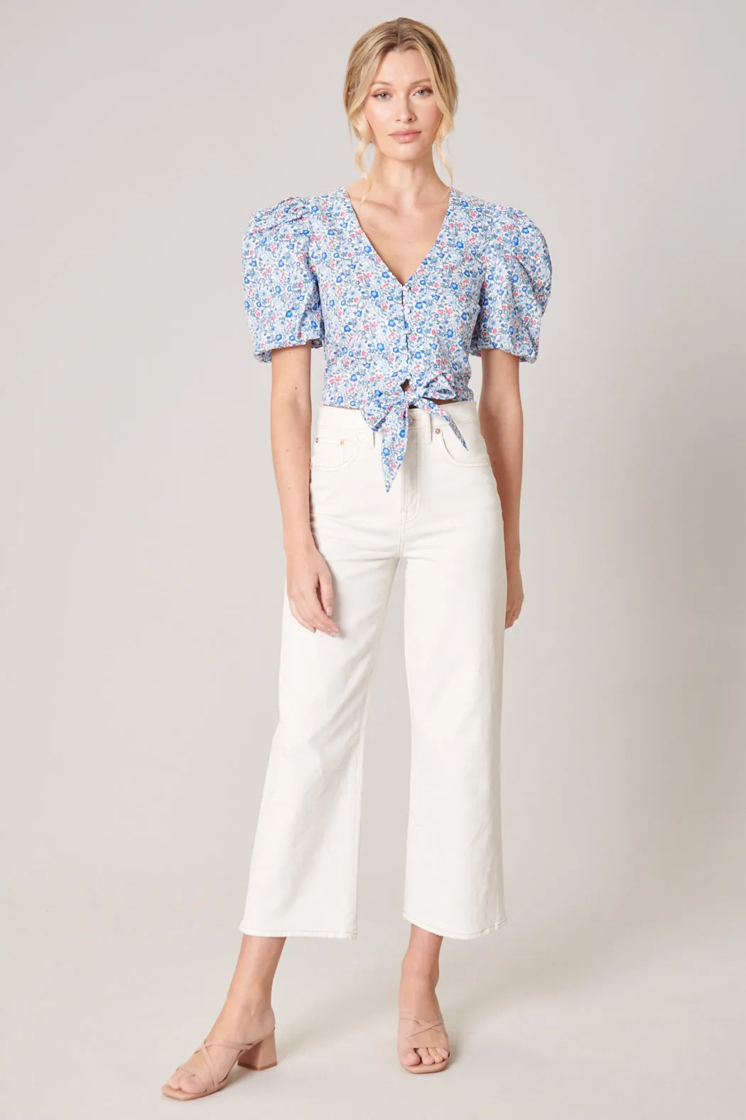 Penelope Puff Sleeve Tie Front Crop Top sold by Sugarlips product image thumbnail 5