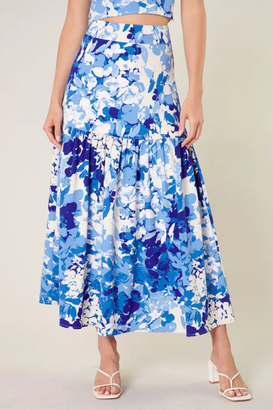 Gypsum Berry Floral Flouncy Midi Skirt sold by Sugarlips