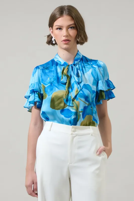 Neiva Floral Tie Neck Bianca Blouse sold by Sugarlips