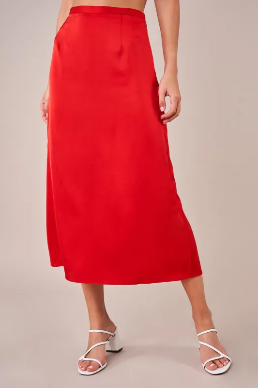 Normani Satin Midi Skirt sold by Sugarlips