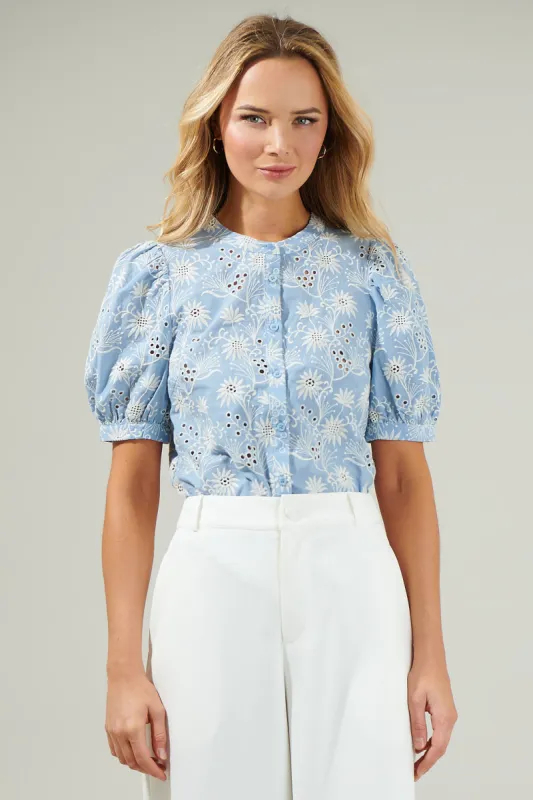 Moonflower Eyelet Button Down Blouse sold by Sugarlips
