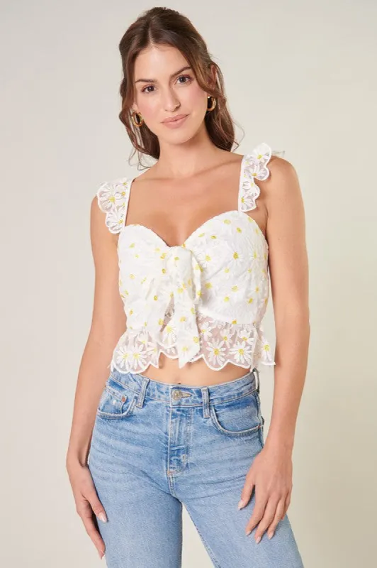 Cassiopeia Ruffle Front Tie Crop Top sold by Sugarlips
