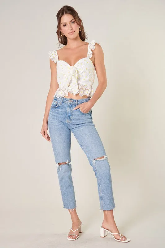 Cassiopeia Ruffle Front Tie Crop Top sold by Sugarlips product image thumbnail 4
