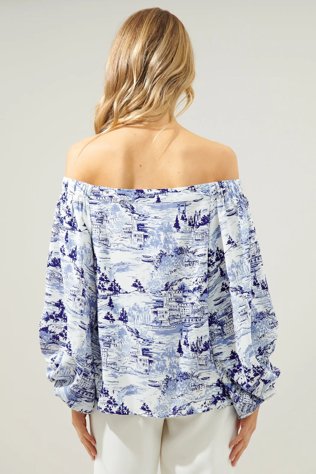 Francine Toile Sky Off the Shoulder Balloon Sleeve Top sold by Sugarlips product image thumbnail 2