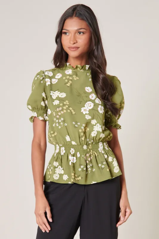 Henrietta Floral Love Quest Mock Neck Blouse sold by Sugarlips