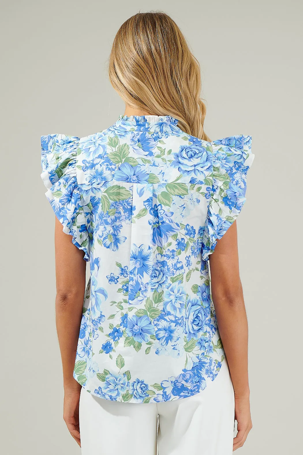 Truth Be Told Blue Floral Sleeveless Ruffle Top sold by Sugarlips product image thumbnail 2