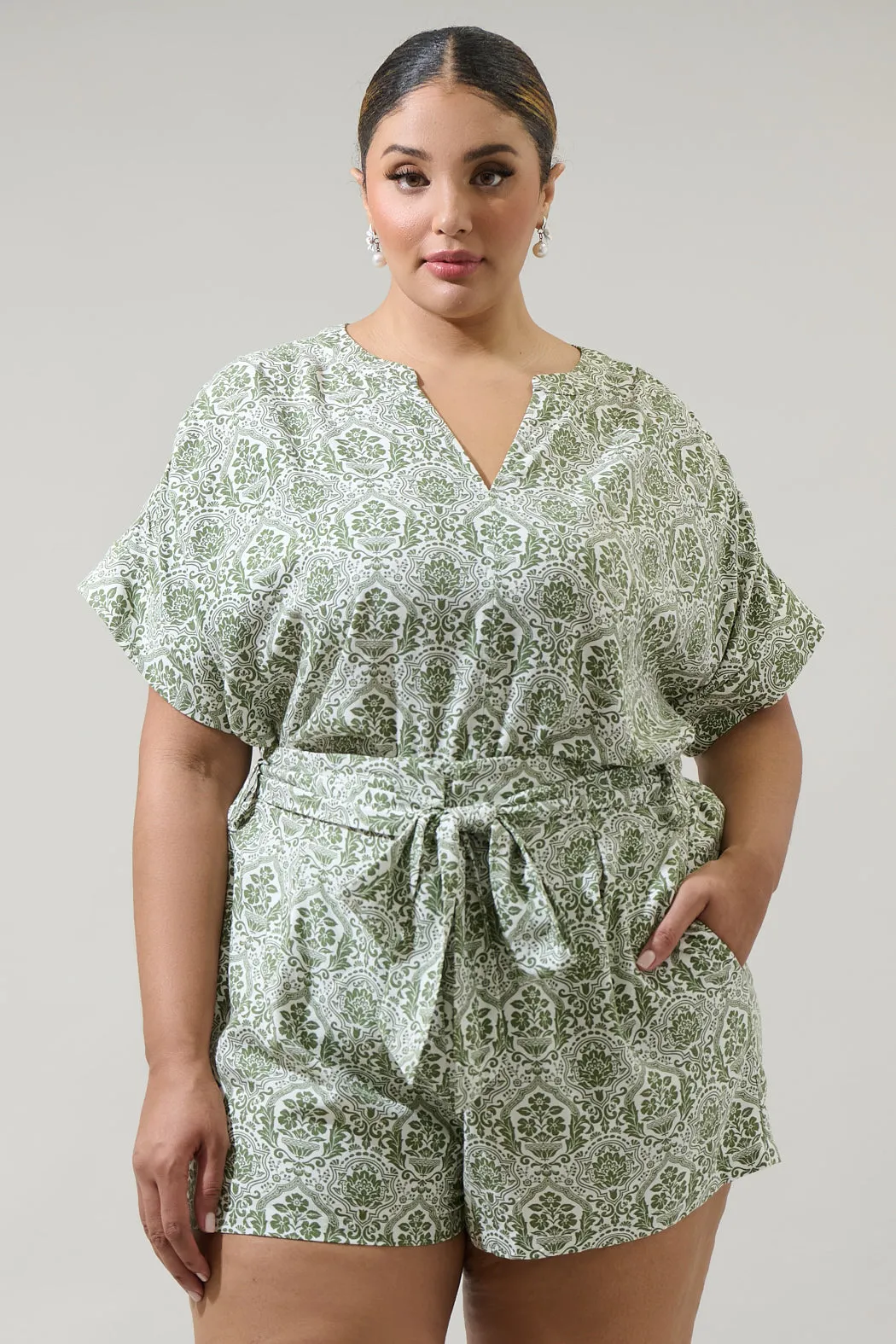 Estrada Floral Miah Split Neck Blouse Curve sold by Sugarlips