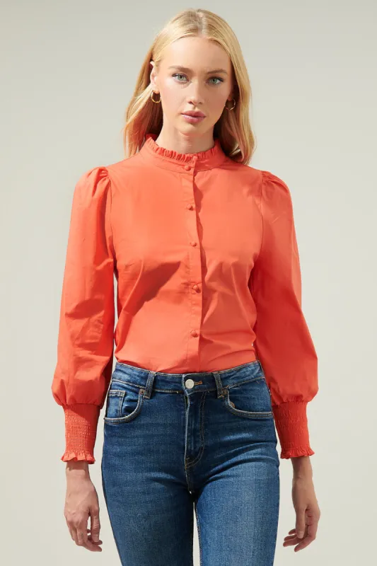 Henricka Ruffle Button Down Top made by Sugarlips