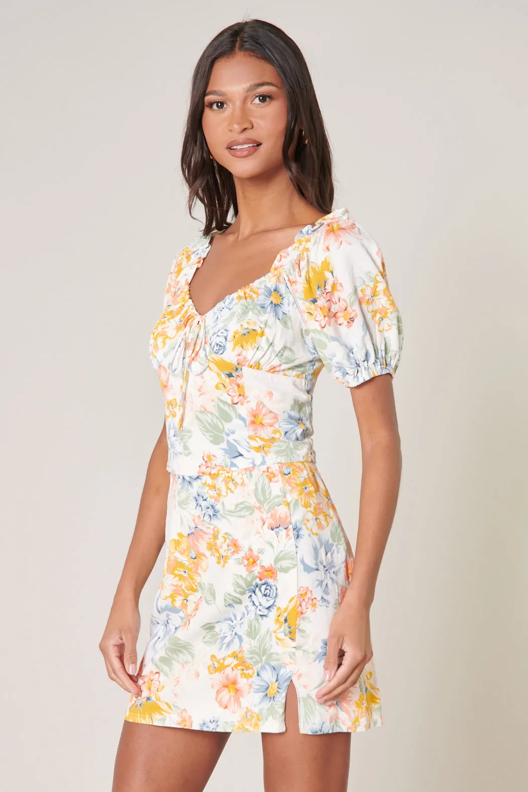 Shay Pastel Floral Viviana Puff Sleeve Crop Top sold by Sugarlips product image thumbnail 3