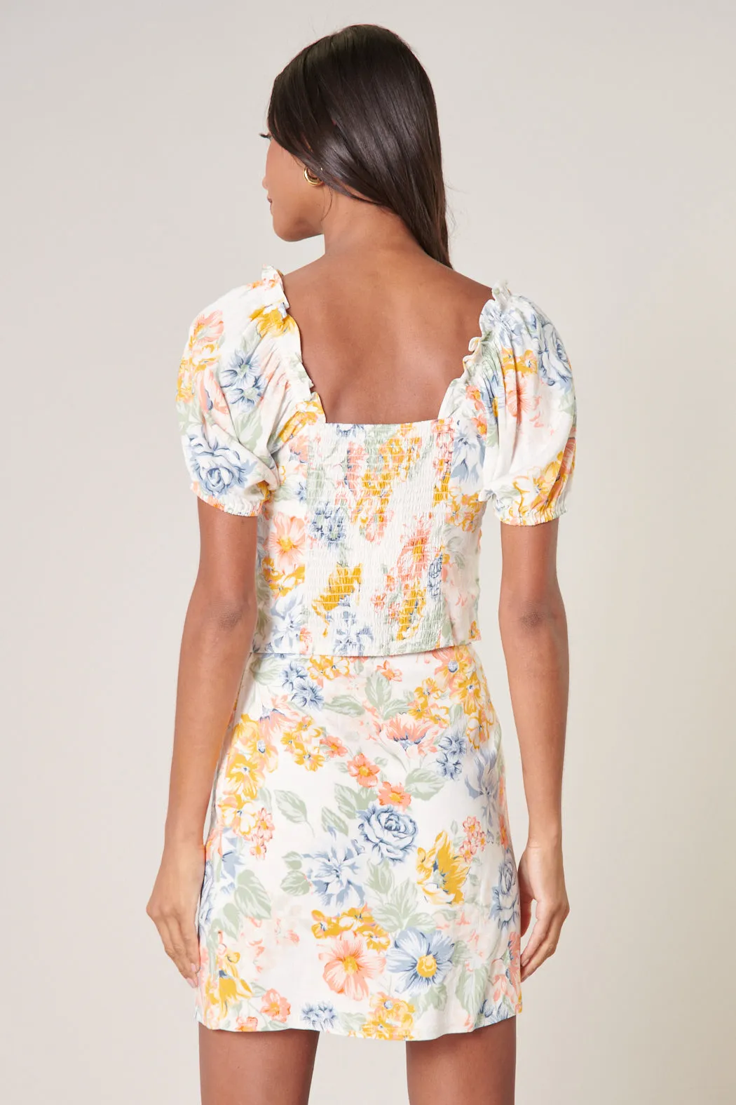 Shay Pastel Floral Viviana Puff Sleeve Crop Top sold by Sugarlips product image thumbnail 2