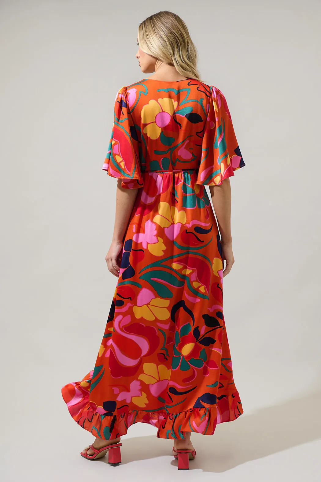 Serene Floral Abelia Hi-Low Maxi Wrap Dress sold by Sugarlips product image thumbnail 2
