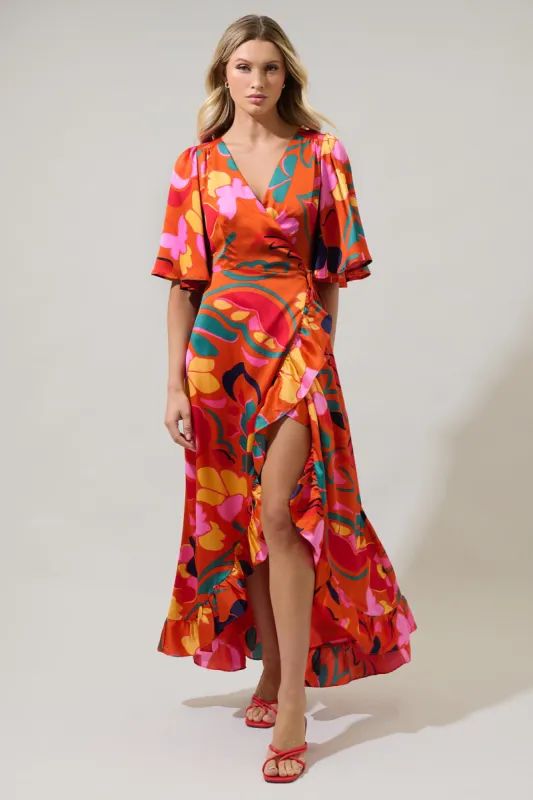 Serene Floral Abelia Hi-Low Maxi Wrap Dress sold by Sugarlips