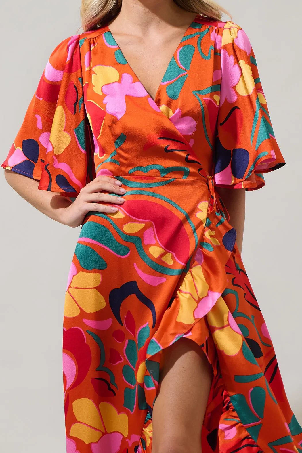 Serene Floral Abelia Hi-Low Maxi Wrap Dress sold by Sugarlips product image thumbnail 4