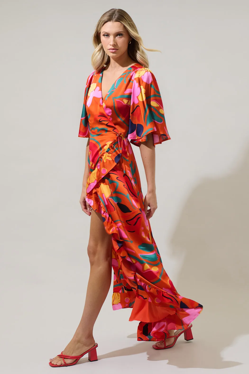 Serene Floral Abelia Hi-Low Maxi Wrap Dress sold by Sugarlips product image thumbnail 3