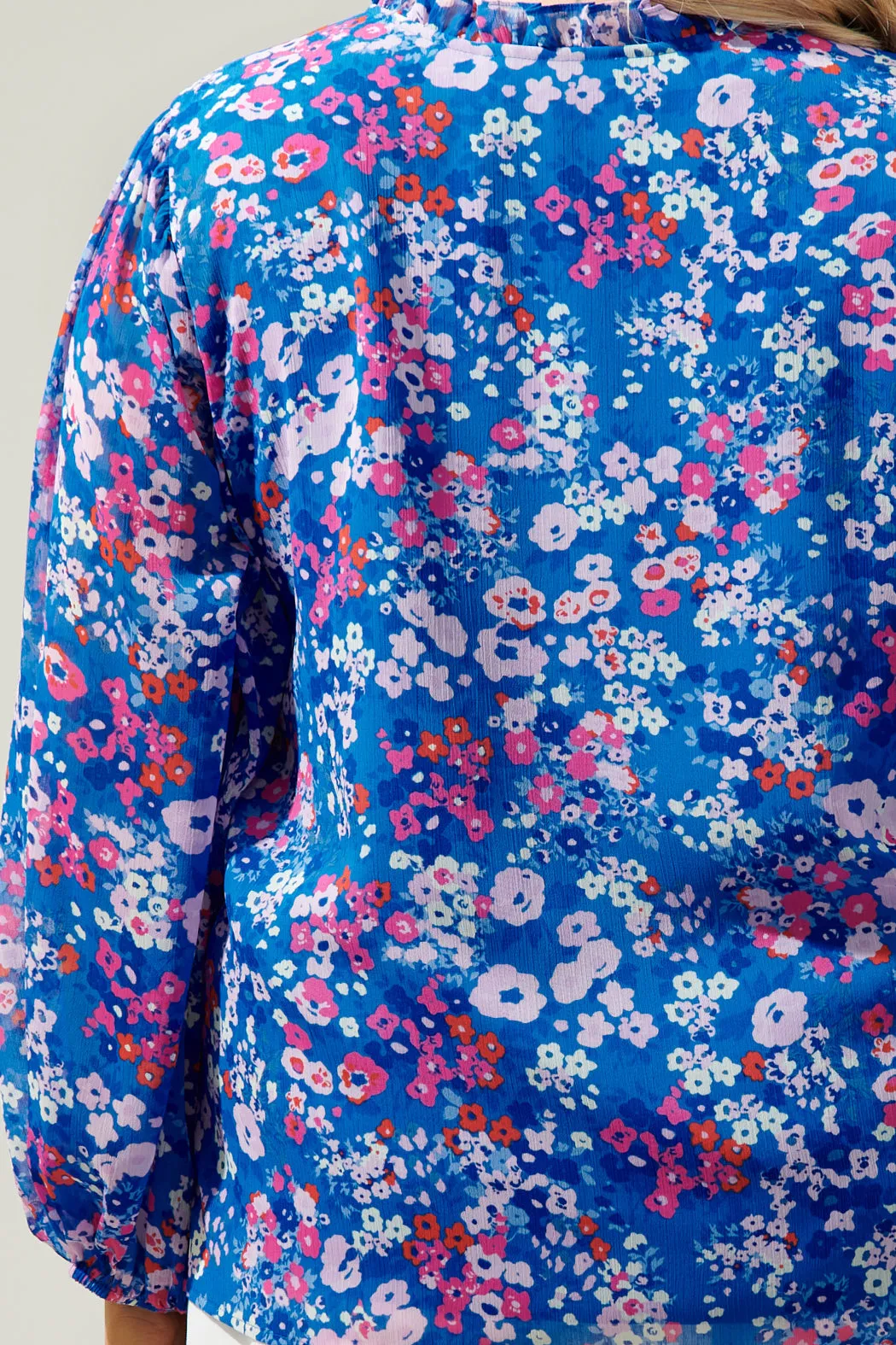 Junie Floral Hathaway Split Neck Long Sleeve Blouse Curve sold by Sugarlips product image thumbnail 5