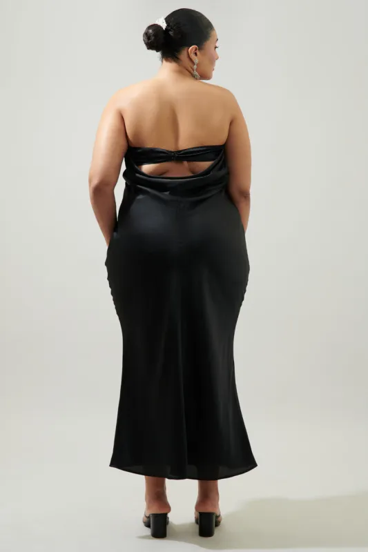 Infinite Strapless Open Back Satin Convertible Maxi Dress Curve sold by Sugarlips