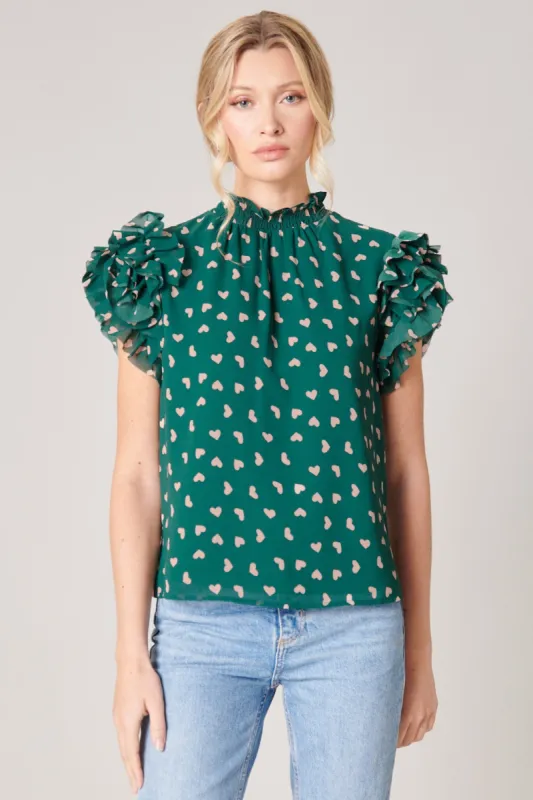 Corazon Brenna Mock Neck Ruffle Blouse sold by Sugarlips