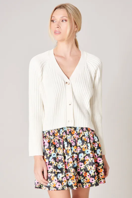 Berlin Button Front Ribbed Cardigan Sweater sold by Sugarlips