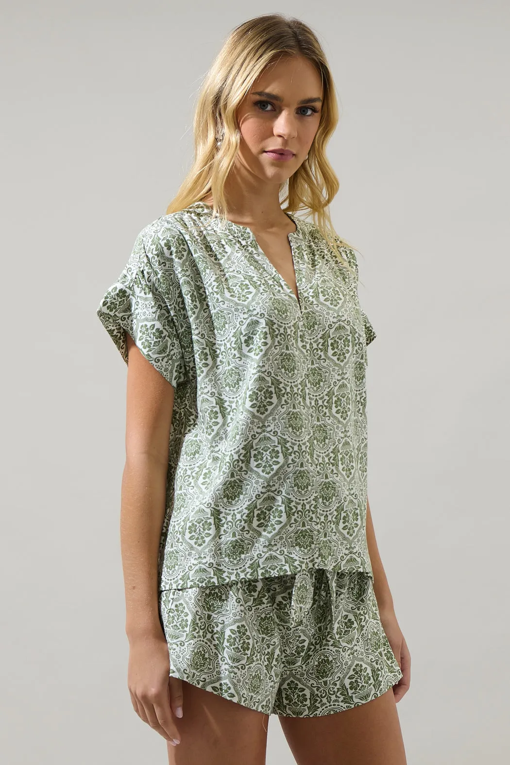 Estrada Floral Miah Split Neck Blouse sold by Sugarlips product image thumbnail 4