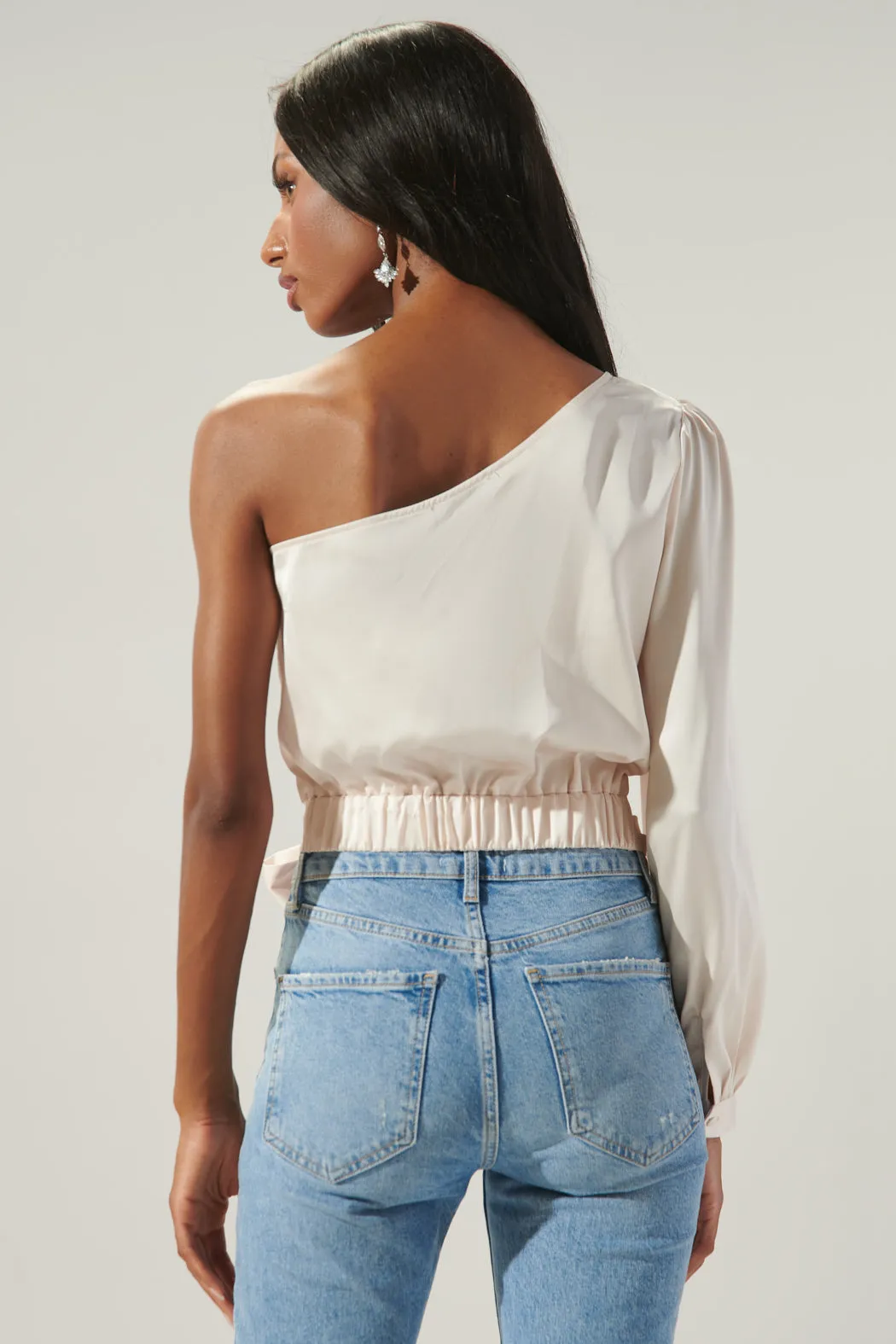 Avalon One Shoulder Waist Tie Satin Top sold by Sugarlips product image thumbnail 2