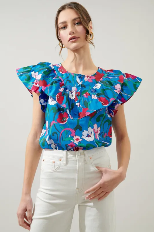 Lucera Dazed Ruffle Henley Blouse sold by Sugarlips