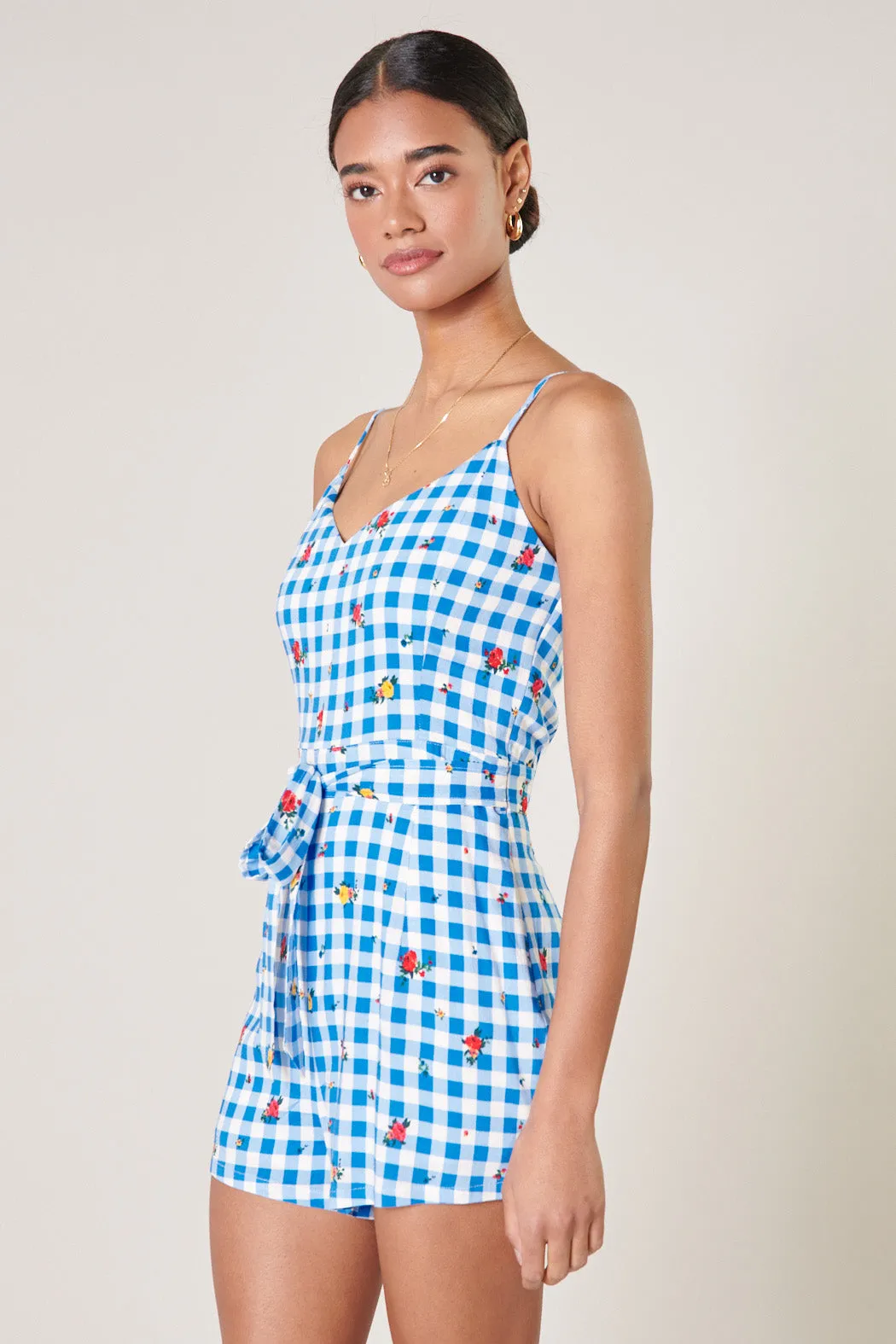 Dorothy Rosebud Gingham Tie Romper sold by Sugarlips product image thumbnail 3