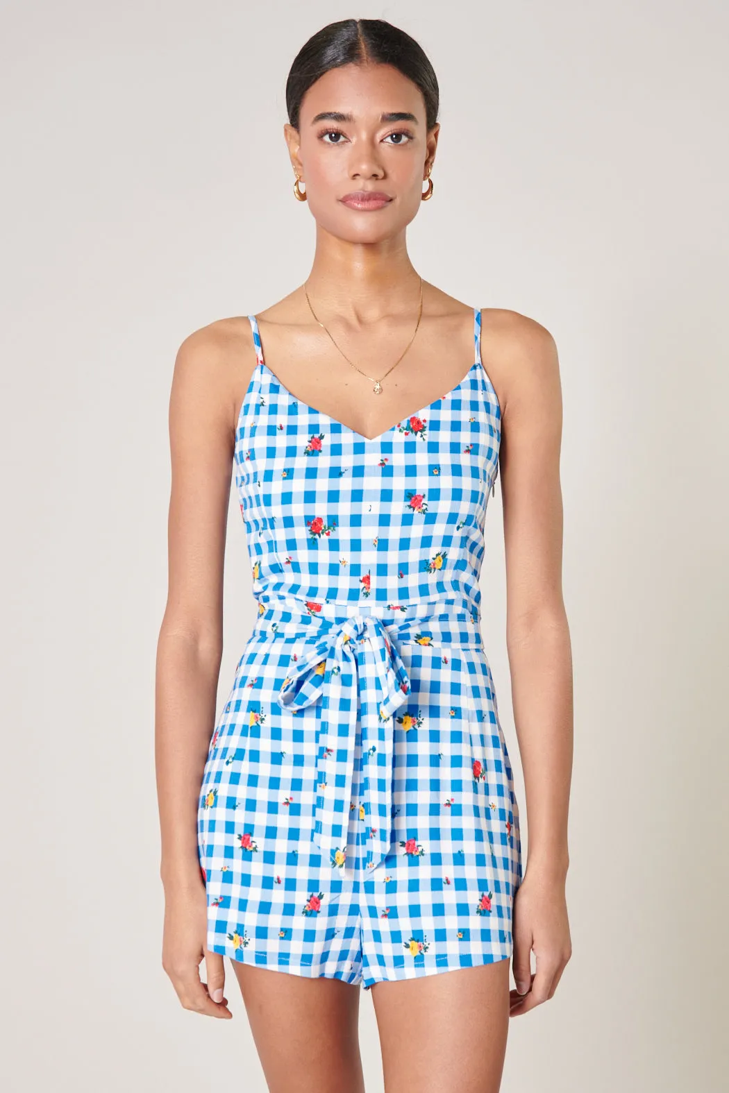 Dorothy Rosebud Gingham Tie Romper sold by Sugarlips