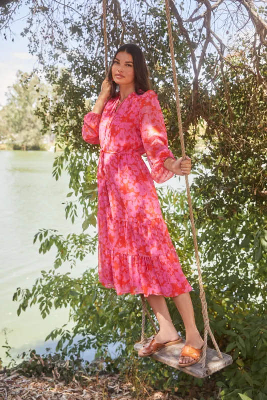 Carolina Reaper Kristen Tiered Midi Dress sold by Sugarlips