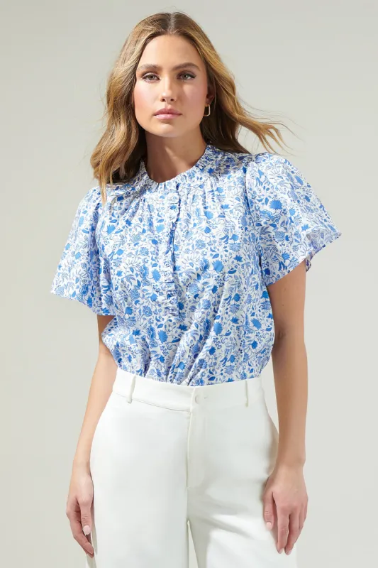 Luray Floral Lily Floral Ruffle Blouse sold by Sugarlips