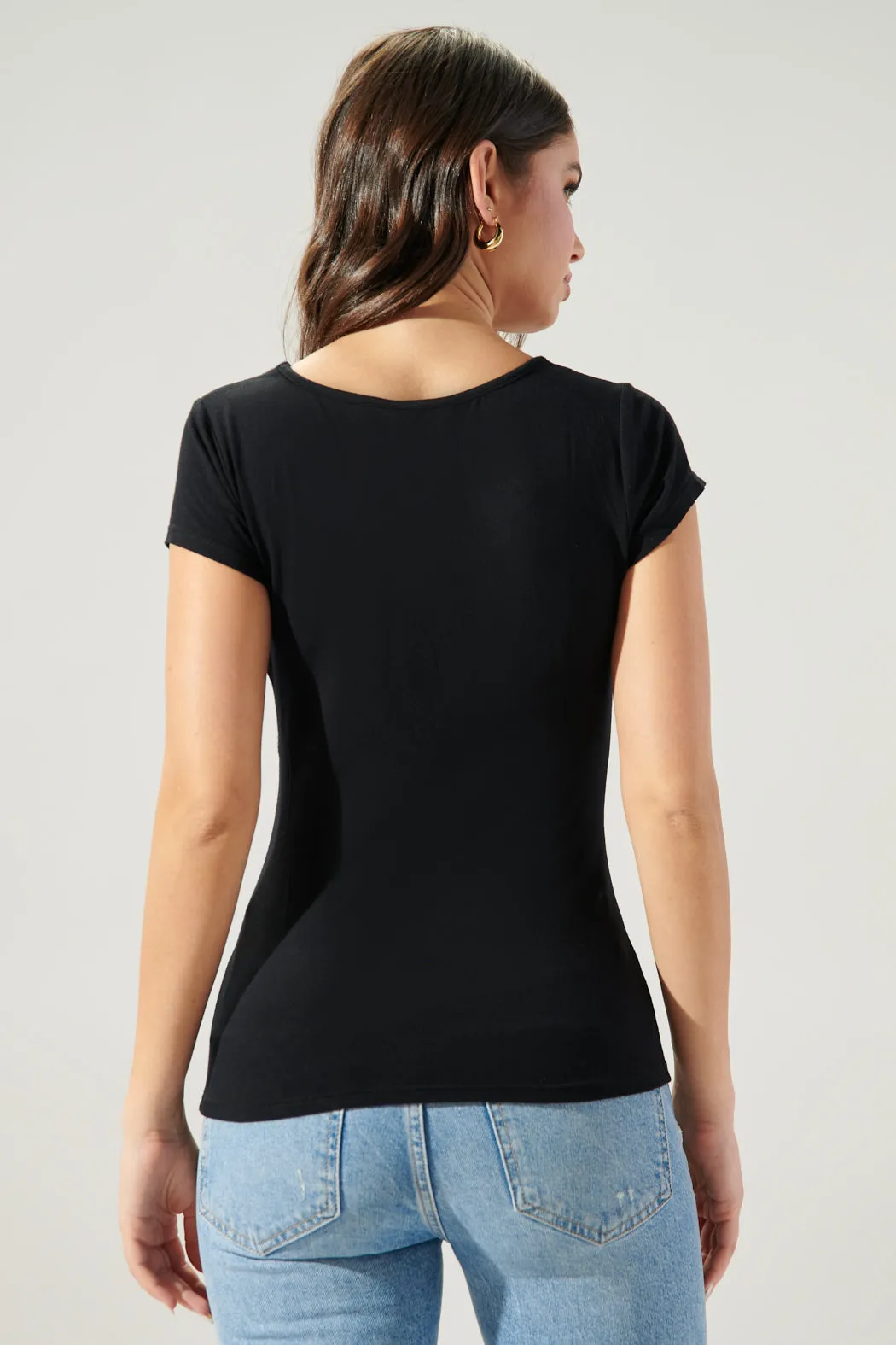 All For You Square Neck Tee Jersey Knit Top sold by Sugarlips product image thumbnail 2