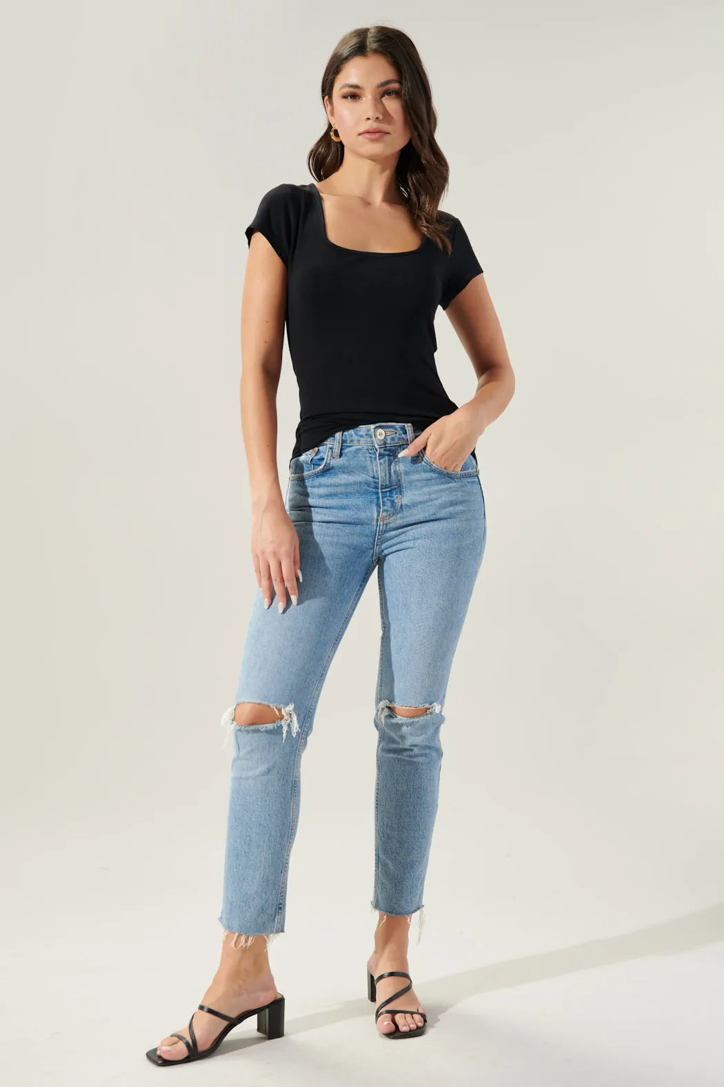 All For You Square Neck Tee Jersey Knit Top sold by Sugarlips product image thumbnail 3