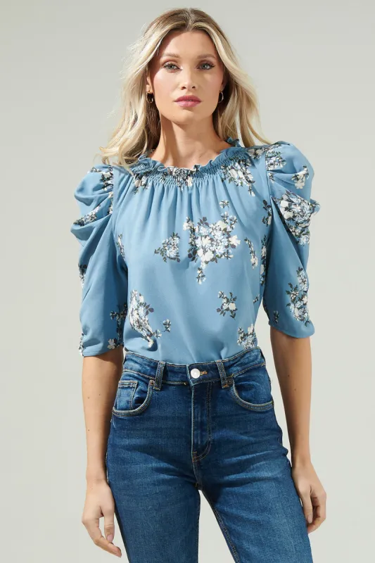 Moxie Floral Drape Sleeve Top sold by Sugarlips