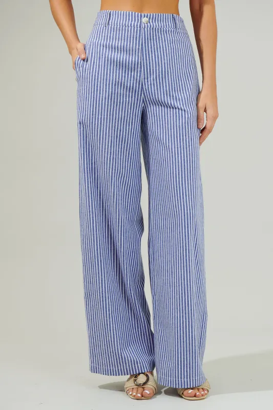 Sandy Striped Chelsea Belted Wide Leg Trousers sold by Sugarlips
