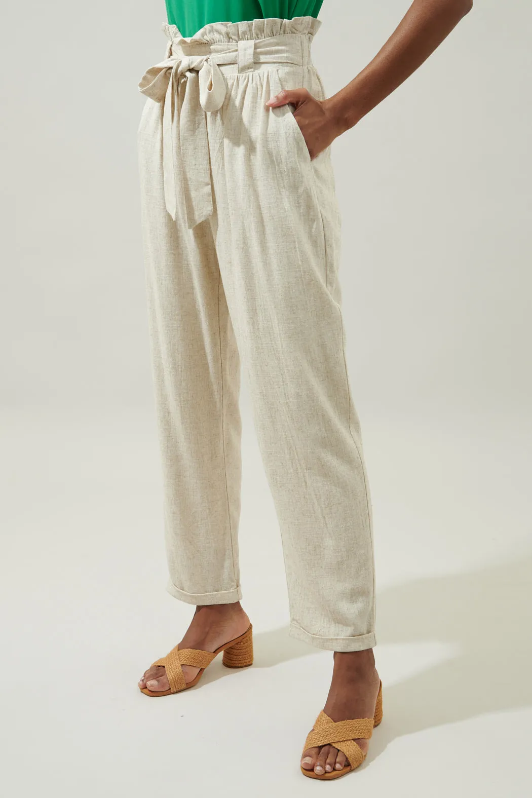 Coastliner Linen Paper Bag Pants sold by Sugarlips product image thumbnail 3