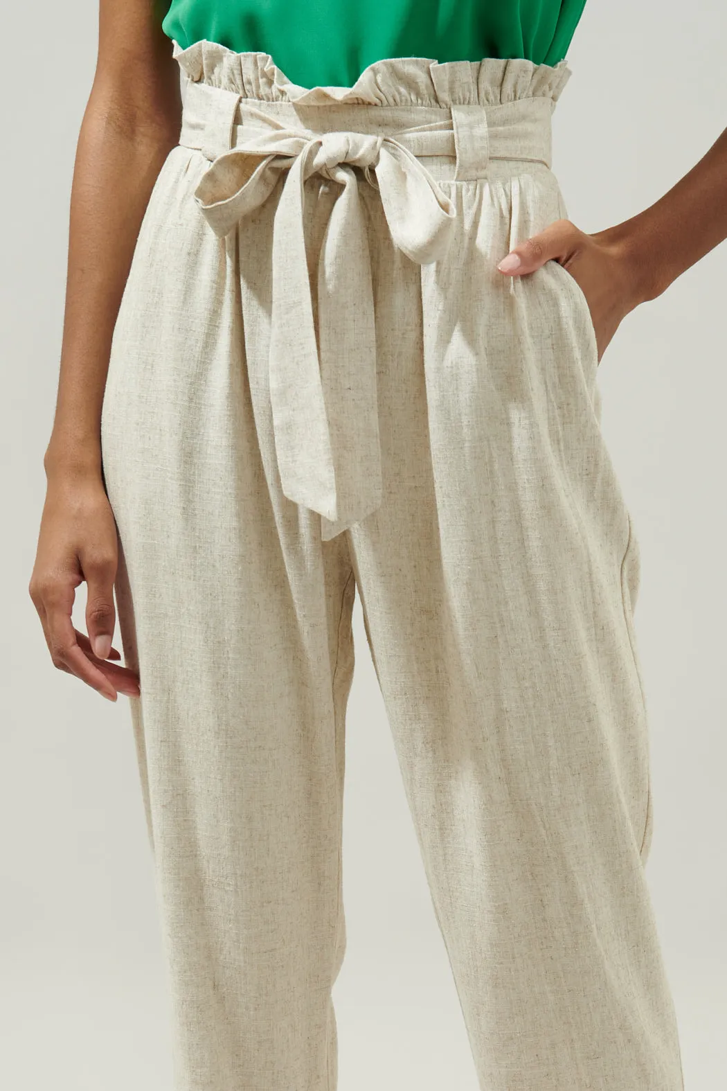 Coastliner Linen Paper Bag Pants sold by Sugarlips product image thumbnail 4