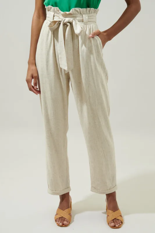 Coastliner Linen Paper Bag Pants sold by Sugarlips