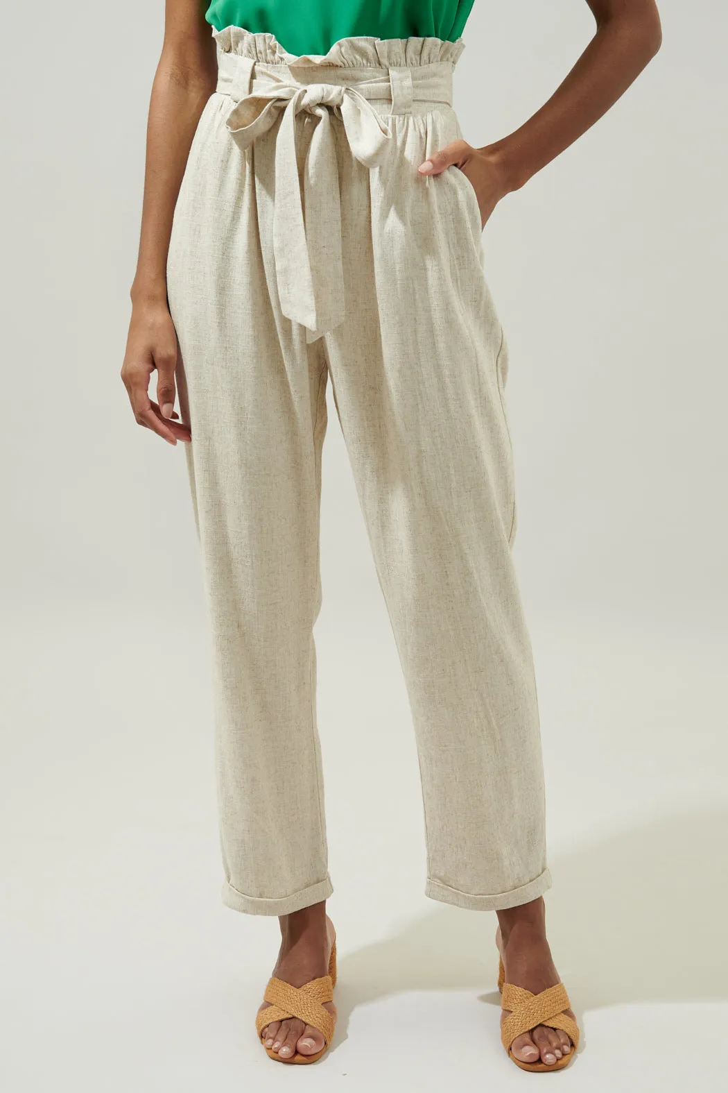 Coastliner Linen Paper Bag Pants sold by Sugarlips