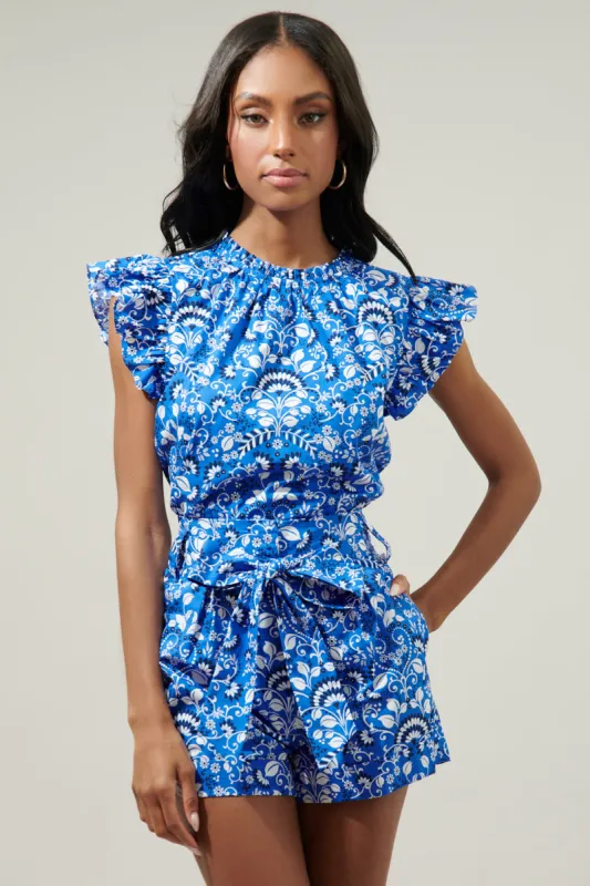 Lulu Floral Veda Cap Sleeve Top sold by Sugarlips
