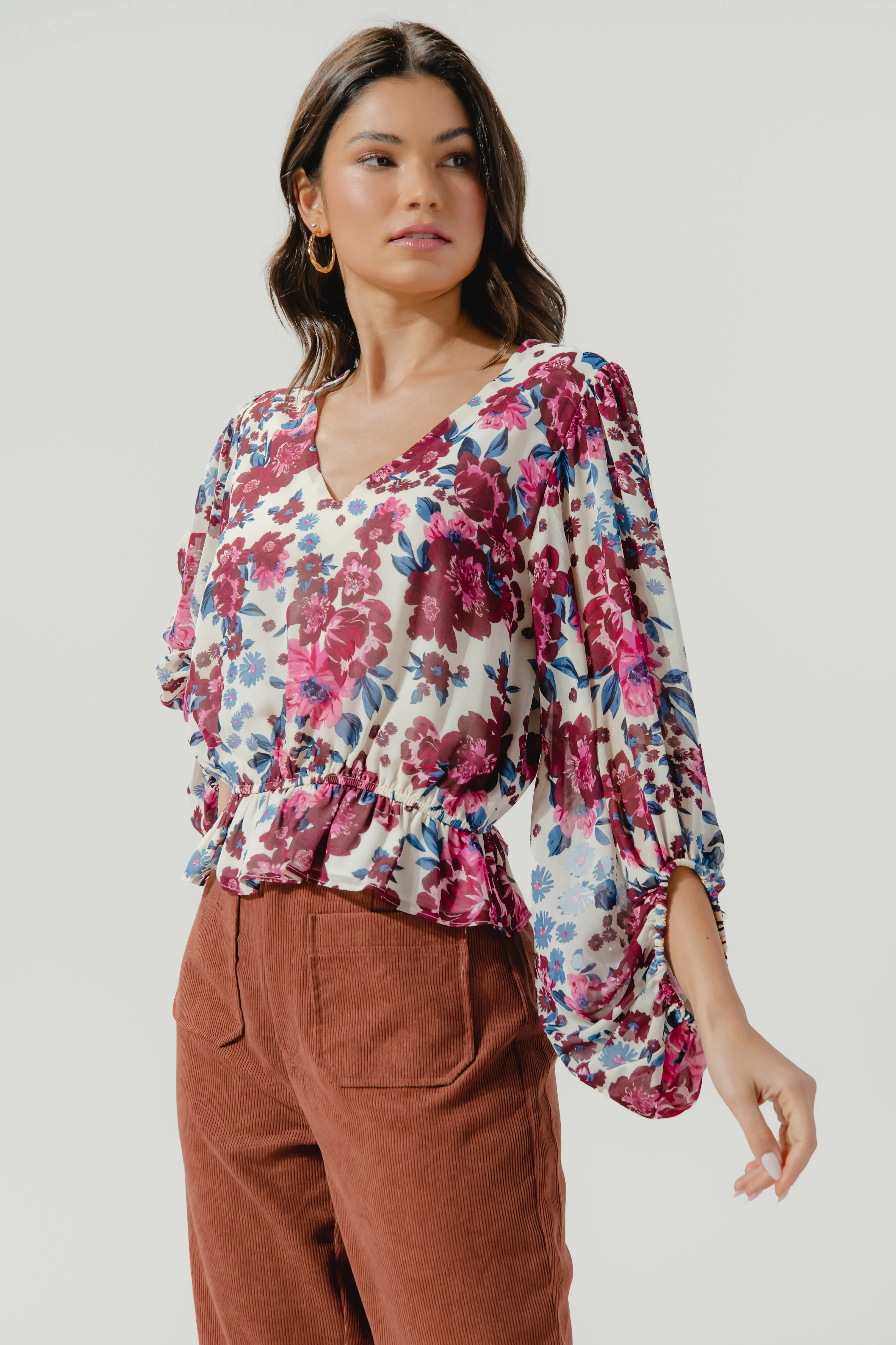 Monique Floral Ways Balloon Sleeve Blouse sold by Sugarlips product image thumbnail 2