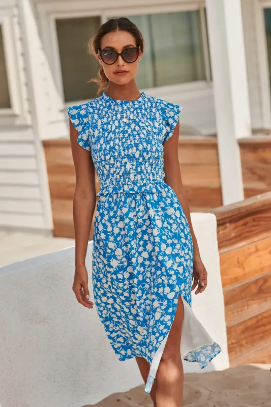 Palmas Smocked Bodice Midi Dress sold by Sugarlips