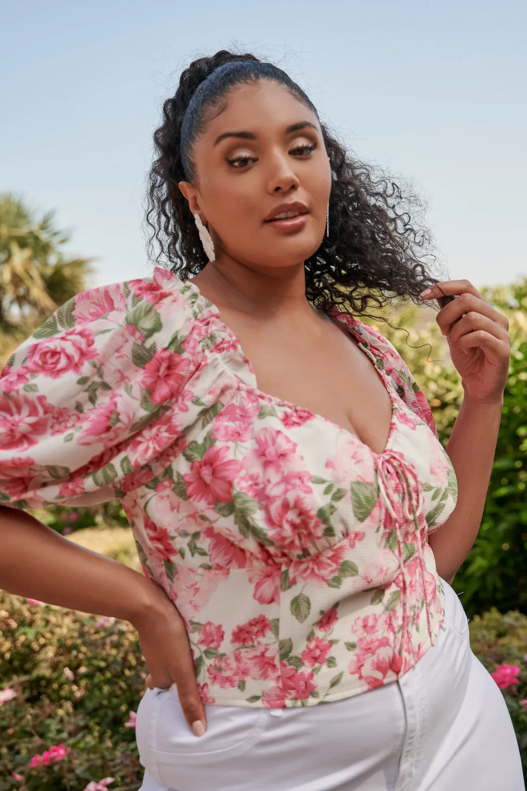 Truth Be Told Viviana Puff Sleeve Crop Top Curve sold by Sugarlips