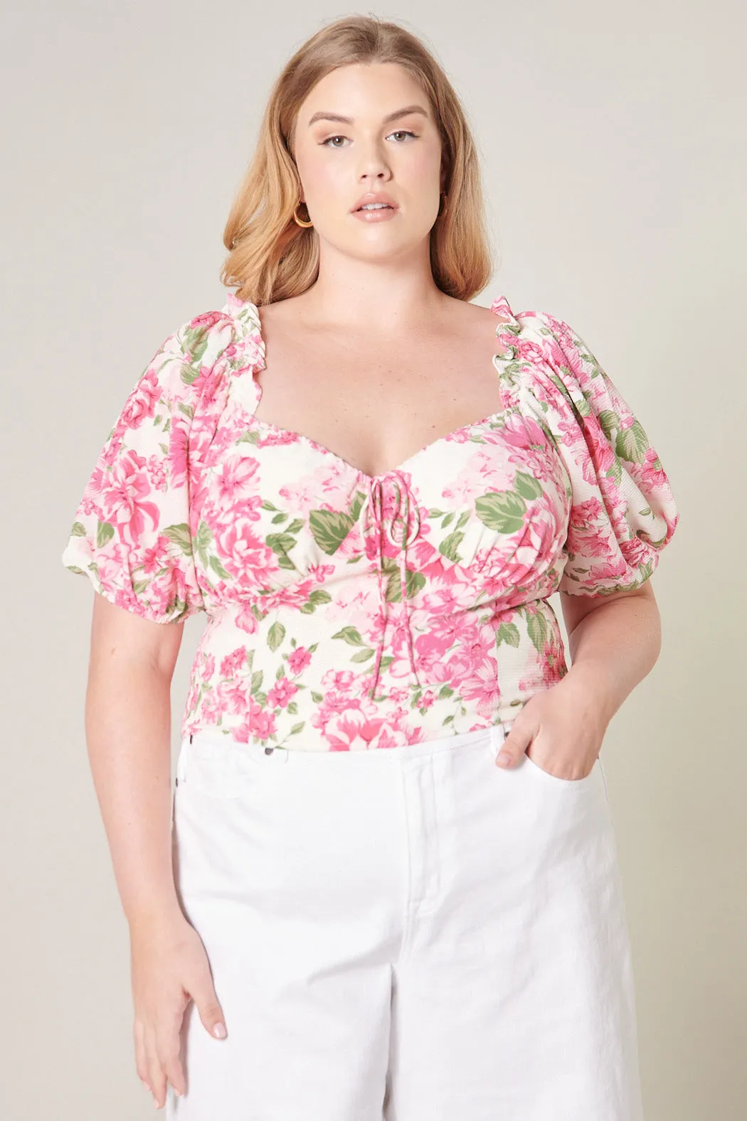 Truth Be Told Viviana Puff Sleeve Crop Top Curve sold by Sugarlips product image thumbnail 2