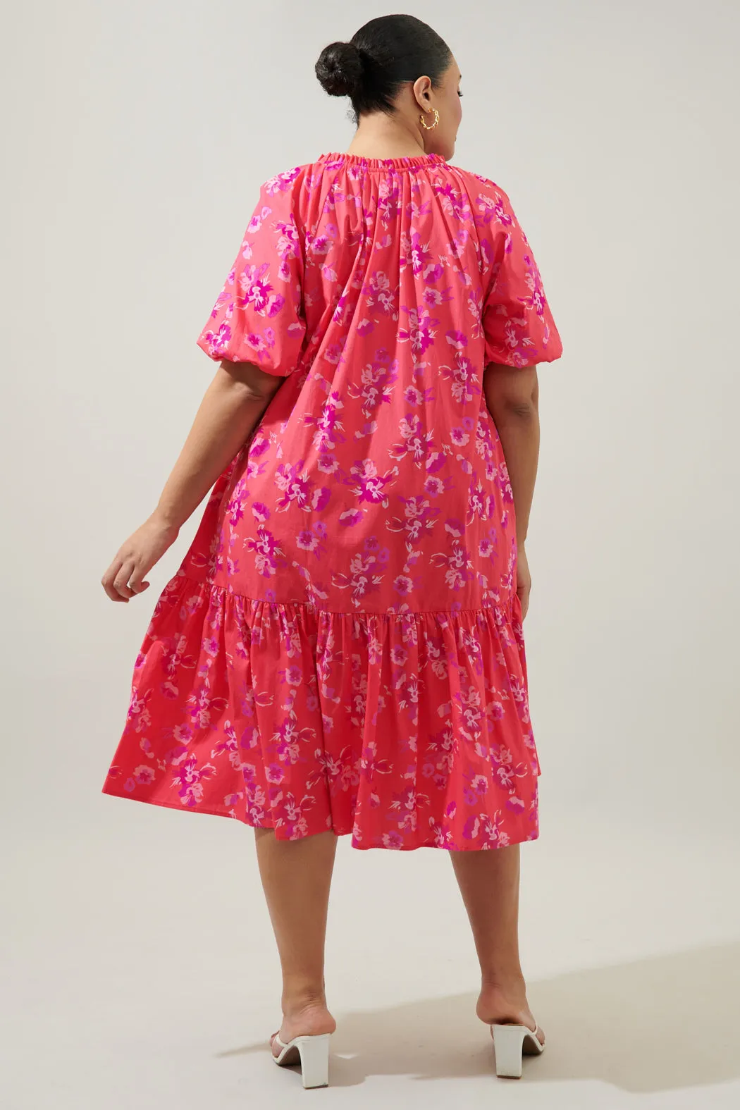 Magnolis Rhubarb Wynette Tiered Midi Dress Curve sold by Sugarlips product image thumbnail 2
